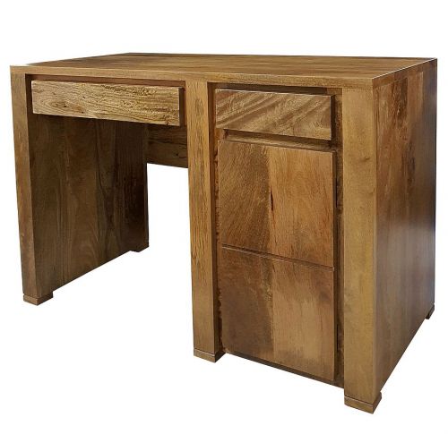Małe drewniane biurko proste 120 cm z mango toffi