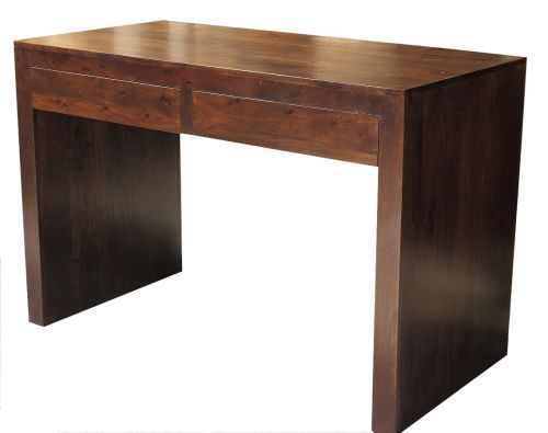 Proste drewniane biurko 120x60 z szufladami z mango brąz