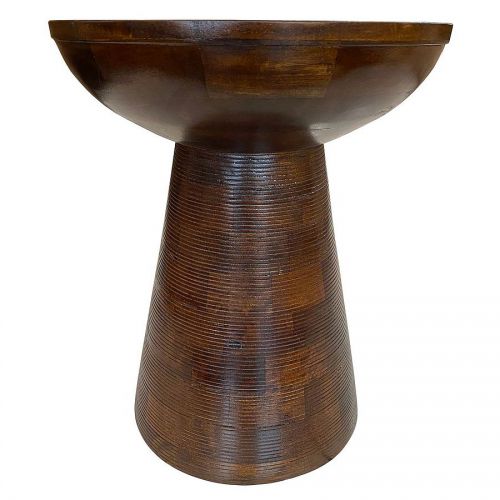 Drewniany nowoczesny stolik/stołek okrągły z mango brąz